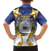 Samoa Christmas Kid Hawaiian Shirt Snow Globe With Samoan Santa - Polynesian Pride