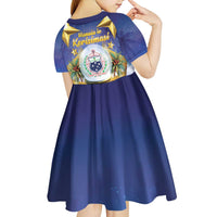 Samoa Christmas Kid Short Sleeve Dress Snow Globe With Samoan Santa - Polynesian Pride