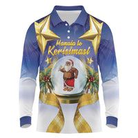 Samoa Christmas Long Sleeve Polo Shirt Snow Globe With Samoan Santa - Polynesian Pride