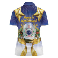 Samoa Christmas Women Polo Shirt Snow Globe With Samoan Santa - Polynesian Pride