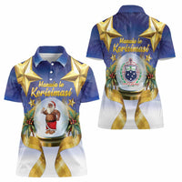Samoa Christmas Women Polo Shirt Snow Globe With Samoan Santa - Polynesian Pride