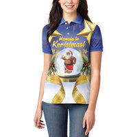 Samoa Christmas Women Polo Shirt Snow Globe With Samoan Santa - Polynesian Pride