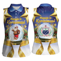 Samoa Christmas Women Sleeveless Polo Shirt Snow Globe With Samoan Santa - Polynesian Pride