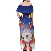 American Samoa Christmas Family Matching Off Shoulder Maxi Dress and Hawaiian Shirt Seashell Santa Beach Vibes - Polynesian Pride