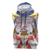 American Samoa Christmas Sleeveless Zip Hoodie Seashell Santa Beach Vibes LT05