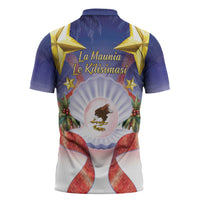 American Samoa Christmas Zipper Polo Shirt Seashell Santa Beach Vibes - Polynesian Pride