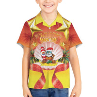 French Polynesia Christmas Family Matching Short Sleeve Bodycon Dress and Hawaiian Shirt Seashell Santa Beach Vibes - Polynesian Pride