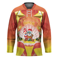 French Polynesia Christmas Hockey Jersey Seashell Santa Beach Vibes - Polynesian Pride