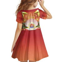 French Polynesia Christmas Kid Short Sleeve Dress Seashell Santa Beach Vibes - Polynesian Pride