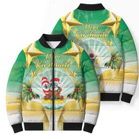 Cook Islands Christmas Bomber Puffer Jacket Seashell Santa Beach Vibes - Polynesian Pride