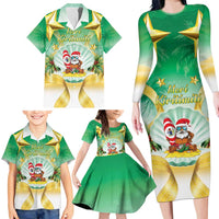 Cook Islands Christmas Family Matching Long Sleeve Bodycon Dress and Hawaiian Shirt Seashell Santa Beach Vibes - Polynesian Pride