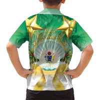 Cook Islands Christmas Family Matching Off Shoulder Maxi Dress and Hawaiian Shirt Seashell Santa Beach Vibes - Polynesian Pride