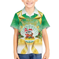 Cook Islands Christmas Family Matching Tank Maxi Dress and Hawaiian Shirt Seashell Santa Beach Vibes - Polynesian Pride