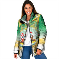 Cook Islands Christmas Padded Jacket Seashell Santa Beach Vibes - Polynesian Pride