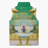 Cook Islands Christmas Sleeveless Puffer Jacket Seashell Santa Beach Vibes - Polynesian Pride