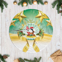 Cook Islands Christmas Tree Skirt Seashell Santa Beach Vibes - Polynesian Pride