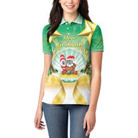 Cook Islands Christmas Women Polo Shirt Seashell Santa Beach Vibes - Polynesian Pride