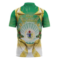 Cook Islands Christmas Zipper Polo Shirt Seashell Santa Beach Vibes - Polynesian Pride