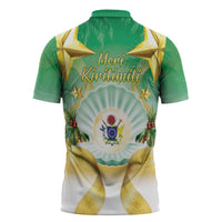 Cook Islands Christmas Zipper Polo Shirt Seashell Santa Beach Vibes - Polynesian Pride