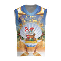 Marshall Islands Christmas Knitted V-Neck Vest Seashell Santa Beach Vibes - Polynesian Pride