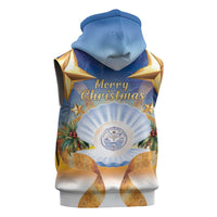 Marshall Islands Christmas Sleeveless Zip Hoodie Seashell Santa Beach Vibes - Polynesian Pride