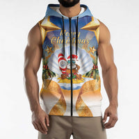Marshall Islands Christmas Sleeveless Zip Hoodie Seashell Santa Beach Vibes - Polynesian Pride