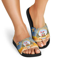 Marshall Islands Christmas Slide Sandals Seashell Santa Beach Vibes - Polynesian Pride