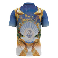 Marshall Islands Christmas Zipper Polo Shirt Seashell Santa Beach Vibes - Polynesian Pride
