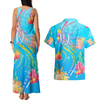 Under The Sea Scuba Diving Couples Matching Tank Maxi Dress and Hawaiian Shirt Polynesian Pattern LT05 - Polynesian Pride