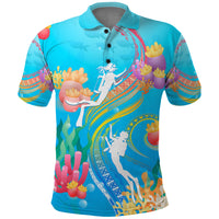 Under The Sea Scuba Diving Polo Shirt Polynesian Pattern LT05 Blue - Polynesian Pride