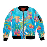 Under The Sea Scuba Diving Sleeve Zip Bomber Jacket Polynesian Pattern LT05 Unisex Blue - Polynesian Pride