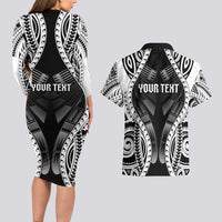 Personalised Remember Samoa Black Saturday Couples Matching Long Sleeve Bodycon Dress and Hawaiian Shirt Samoa Mo Samoa LT05 - Polynesian Pride
