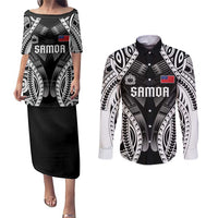 Personalised Remember Samoa Black Saturday Couples Matching Puletasi and Long Sleeve Button Shirt Samoa Mo Samoa LT05 Black - Polynesian Pride