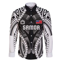 Personalised Remember Samoa Black Saturday Family Matching Puletasi and Hawaiian Shirt Samoa Mo Samoa LT05 Dad's Shirt - Long Sleeve Black - Polynesian Pride