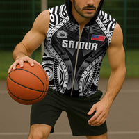 Personalised Remember Samoa Black Saturday Sleeveless Zip Hoodie Samoa Mo Samoa - Polynesian Pride