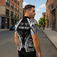 Personalised Remember Samoa Black Saturday Zipper Polo Shirt Samoa Mo Samoa - Polynesian Pride