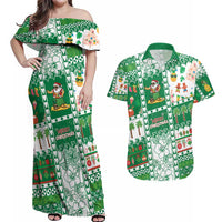 Norfolk Island Christmas Couples Matching Off Shoulder Maxi Dress and Hawaiian Shirt Festive Beach Vibes - Polynesian Pride