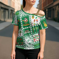 Norfolk Island Christmas Cross Shoulder Shirt Festive Beach Vibes - Polynesian Pride