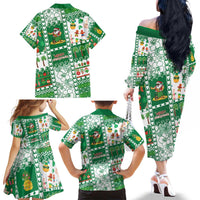Norfolk Island Christmas Family Matching Off The Shoulder Long Sleeve Dress and Hawaiian Shirt Festive Beach Vibes LT05 - Polynesian Pride