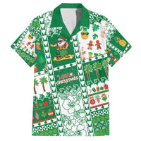 Norfolk Island Christmas Family Matching Off The Shoulder Long Sleeve Dress and Hawaiian Shirt Festive Beach Vibes LT05 Dad's Shirt - Short Sleeve Green - Polynesian Pride