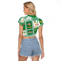 Norfolk Island Christmas Raglan Cropped T Shirt Festive Beach Vibes - Polynesian Pride