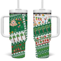 Norfolk Island Christmas Tumbler With Handle Festive Beach Vibes - Polynesian Pride