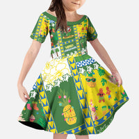 Pitcairn Islands Christmas Kid Short Sleeve Dress Festive Beach Vibes LT05 KID Colorful - Polynesian Pride