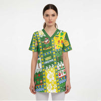 Pitcairn Islands Christmas Scrub Top Festive Beach Vibes - Polynesian Pride