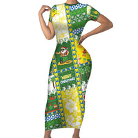 Pitcairn Islands Christmas Short Sleeve Bodycon Dress Festive Beach Vibes LT05 Long Dress Colorful - Polynesian Pride