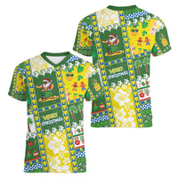 Pitcairn Islands Christmas Women V-Neck T-Shirt Festive Beach Vibes LT05 - Polynesian Pride