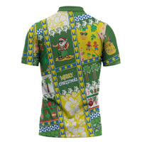 Pitcairn Islands Christmas Zipper Polo Shirt Festive Beach Vibes LT05 - Polynesian Pride