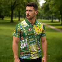 Pitcairn Islands Christmas Zipper Polo Shirt Festive Beach Vibes LT05 - Polynesian Pride