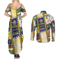 Tokelau Christmas Couples Matching Summer Maxi Dress and Long Sleeve Button Shirt Festive Beach Vibes LT05 - Polynesian Pride