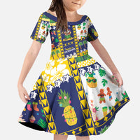 Tokelau Christmas Family Matching Long Sleeve Bodycon Dress and Hawaiian Shirt Festive Beach Vibes LT05 Daughter's Dress Colorful - Polynesian Pride